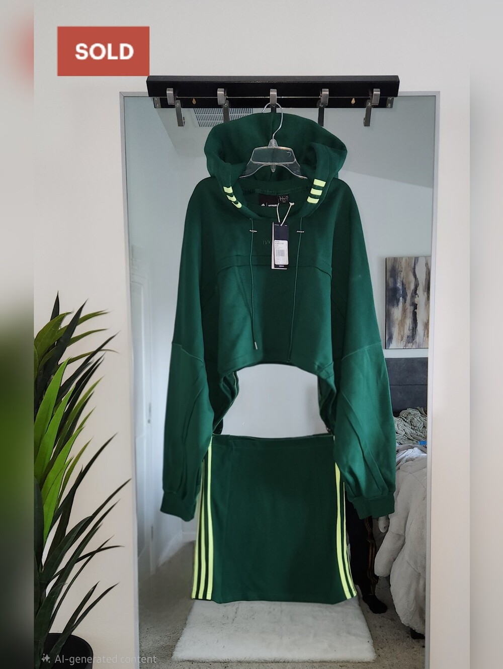 NWT Adidas x Ivy Park Hooded Cutout Dress, Dark Green, XL